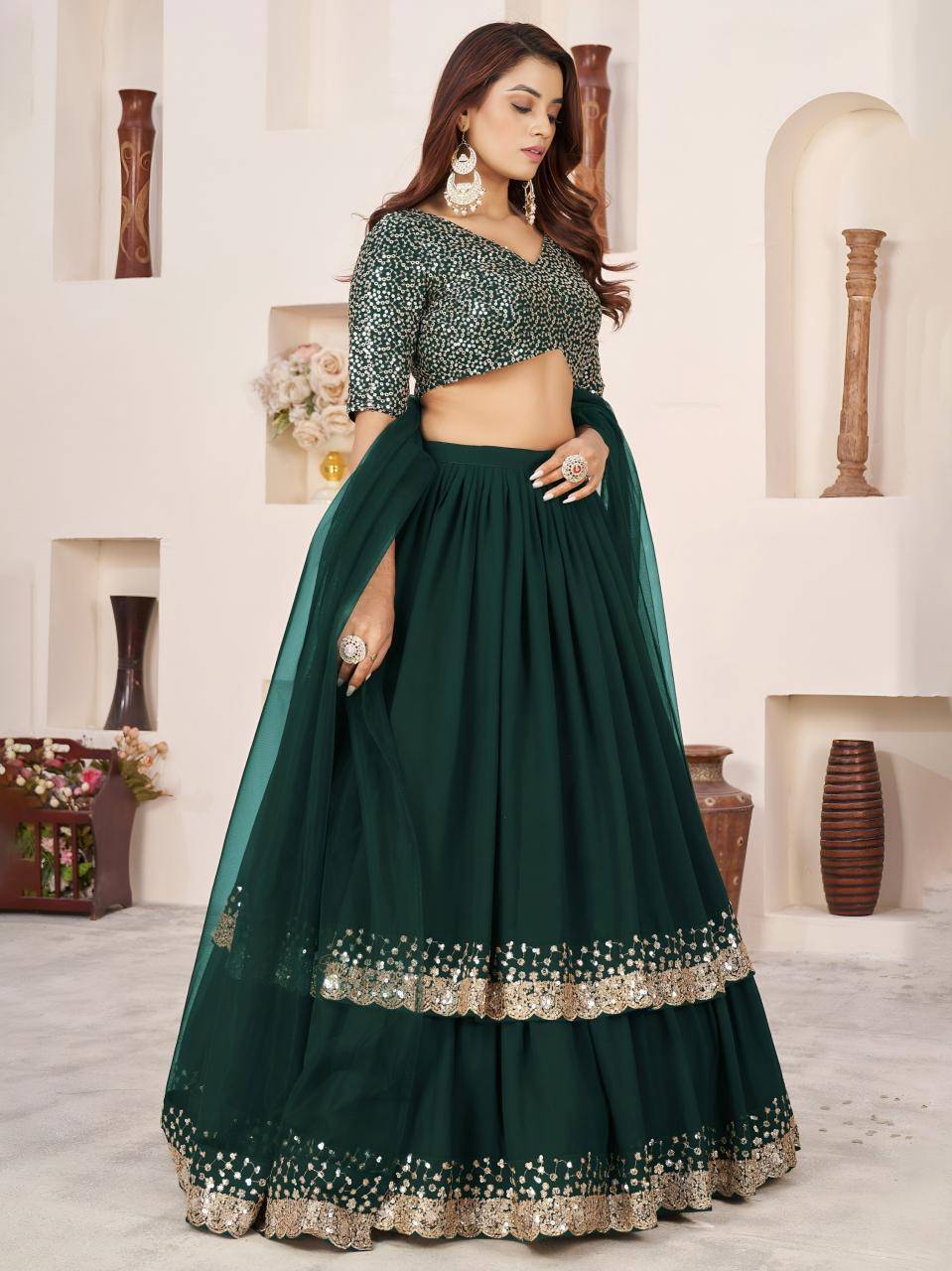 Anchal vol 2 Georgette Green Lehenga choli manufacturers in Mumbai
